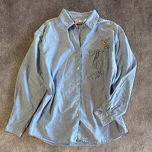 Vintage Disney Tinkerbell Embroidered Chambray Button Up